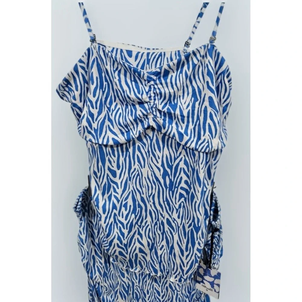 Diane von Furstenberg Target Extra Large Blue Zebra Cami Skirt Set Resort New